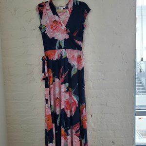 Blue and Pink Floral Maxi Dress
